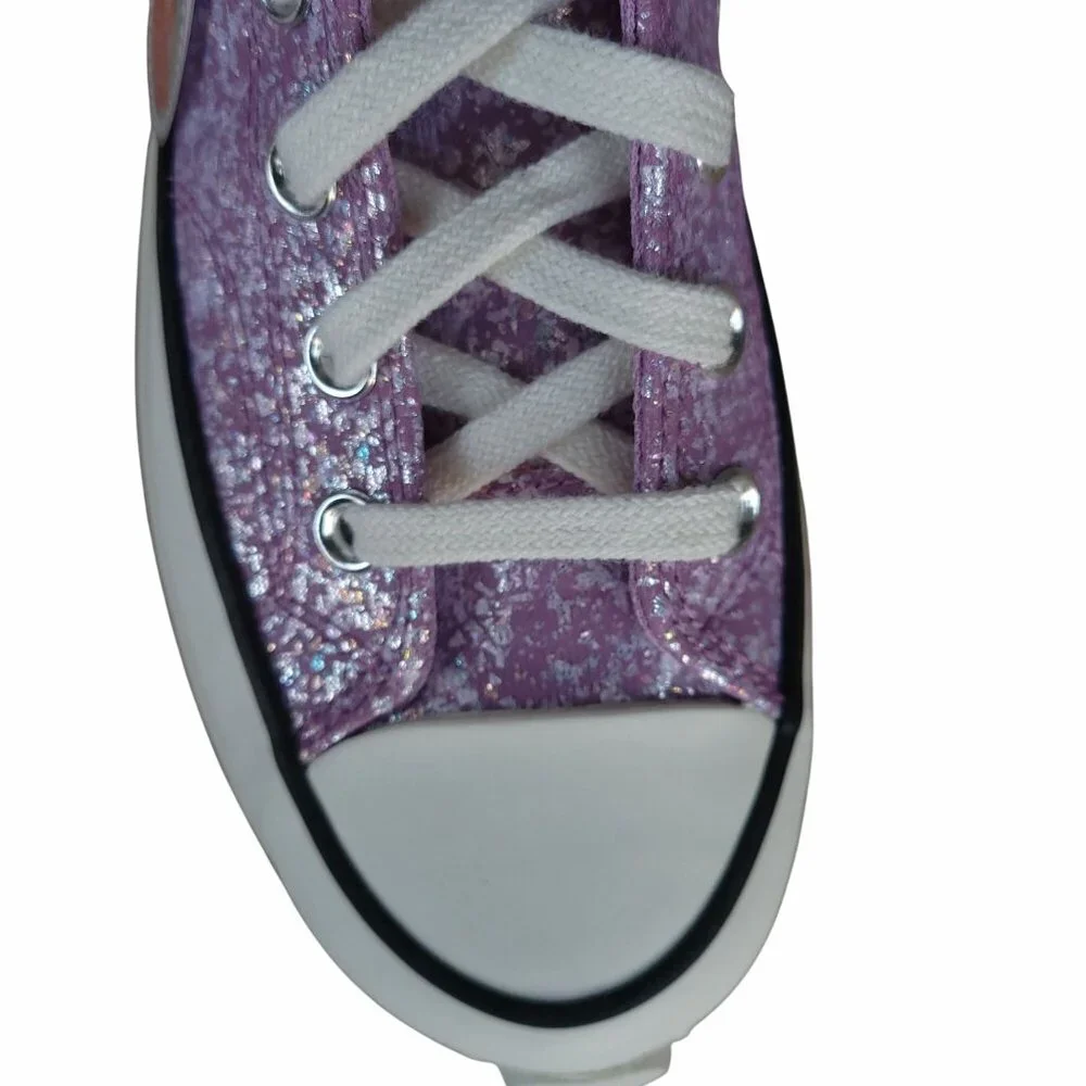 ✨Converse Run Star Hike Platform Hi 9 Women Shoes Sneaker Glitter Purple A10096C - Picture 7 of 9